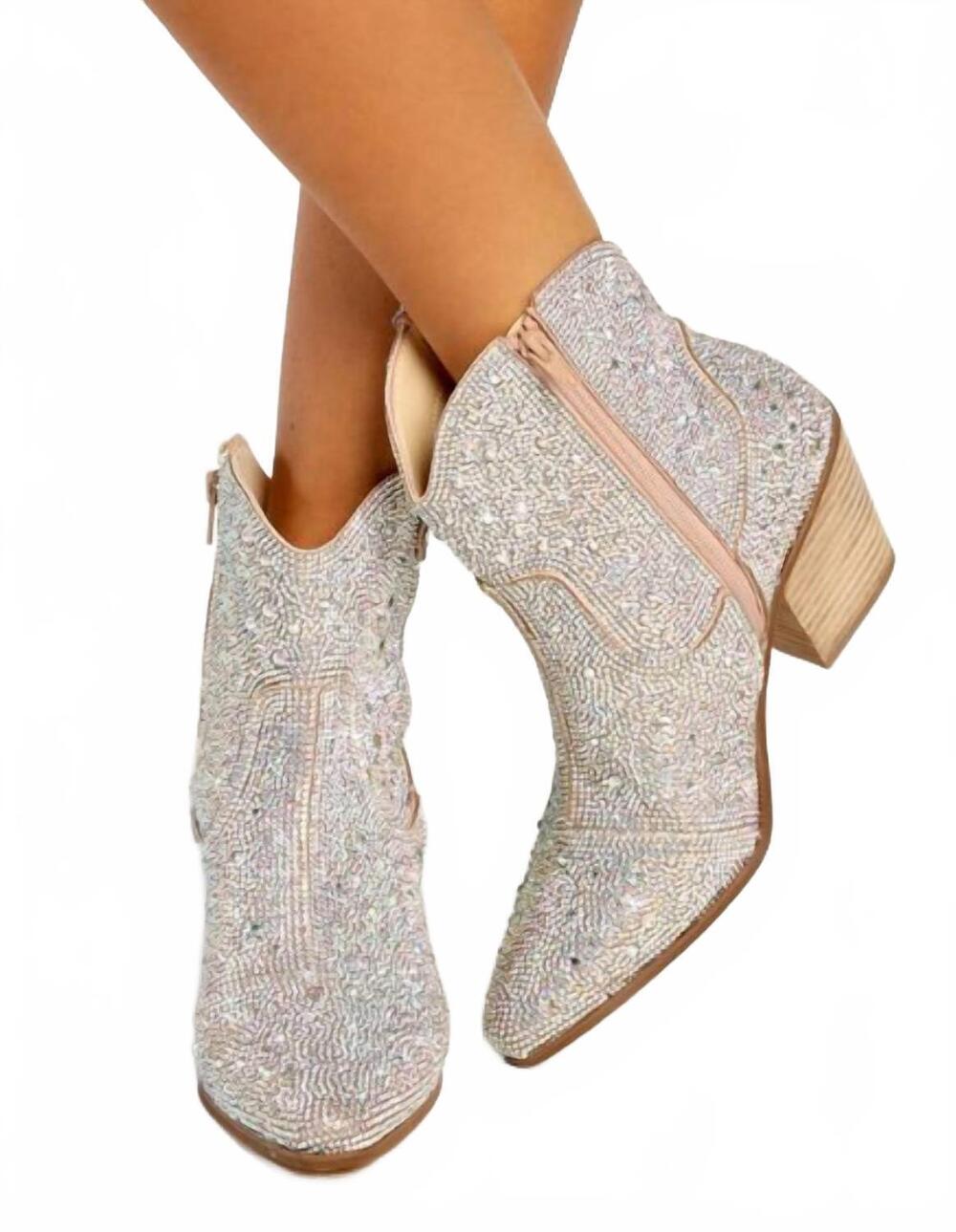 NEW MATISSE women's harlow bootie in clear rhinestone